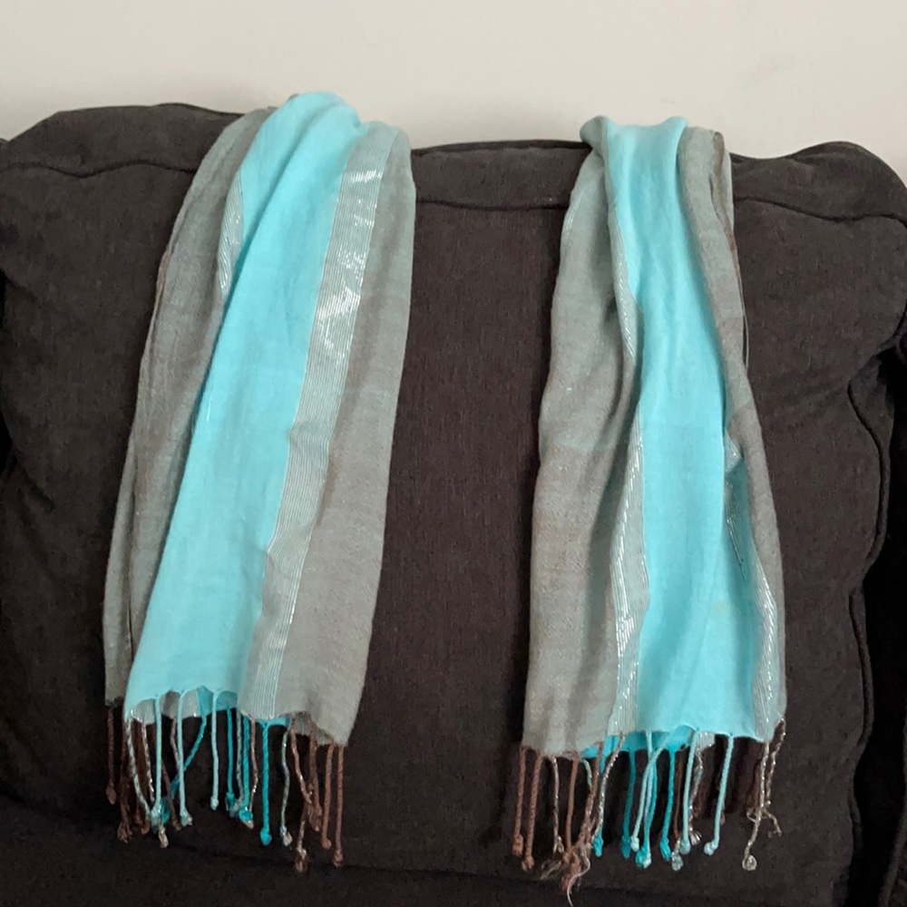 Scarf - Blue, Brown, Silver